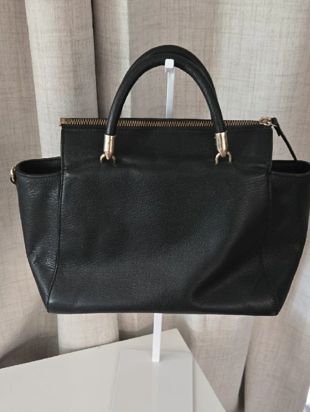kate spade Black Leather Satchel with Tassel Accent